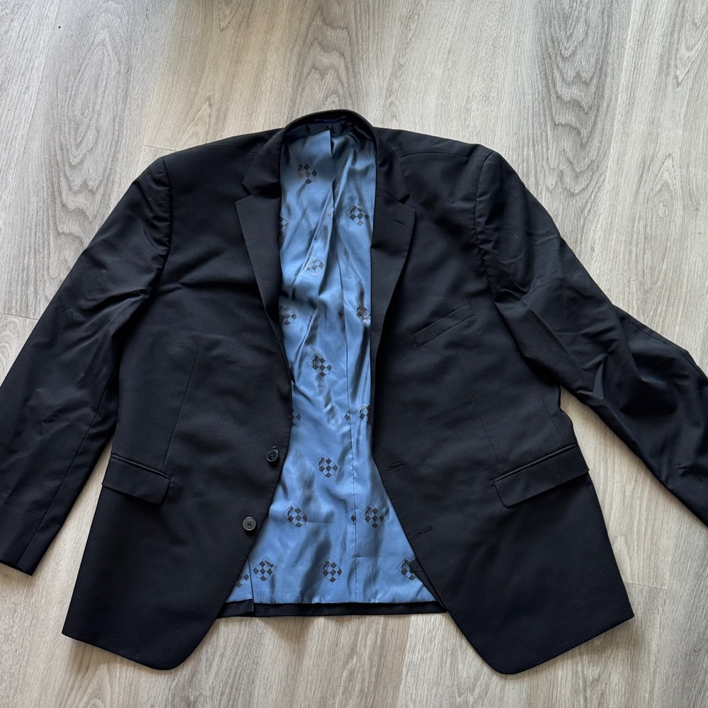 Vince Camuto Black Sport Coat with Blue Patterned Lining